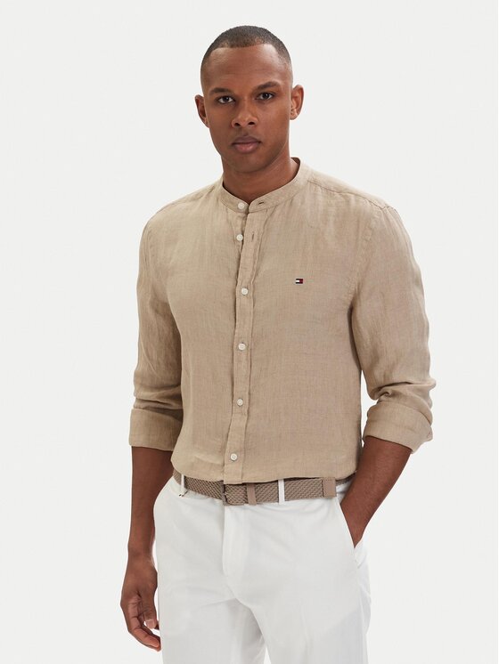 Tommy Hilfiger Koszula MW0MW39271 Beżowy ciemny Slim Fit