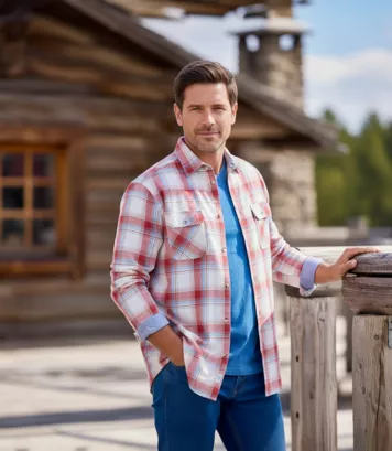 Flanelowa koszula w kratę Góry Skaliste Mężczyzna Atlas For Men - Kolor : Krata - Rozmiar : 4XL