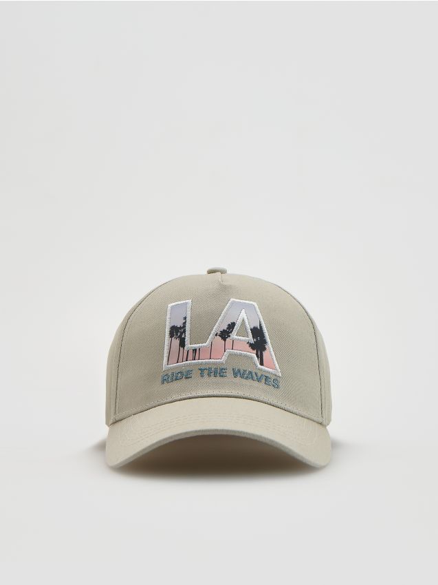 Reserved - Bawełniana czapka z daszkiem - beżowy