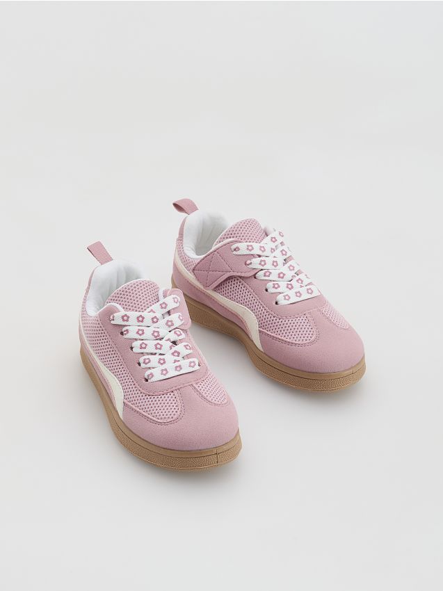 Reserved - Trampki z łączonych materiałów - różowy