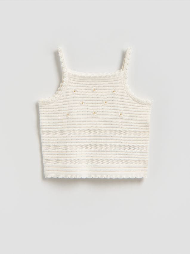 Reserved - Dzianinowy top - złamana biel