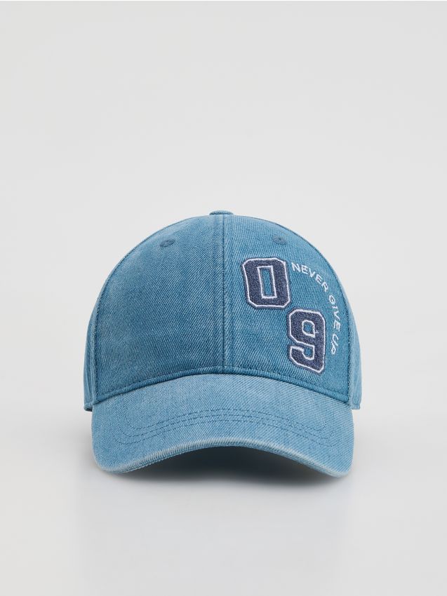 Reserved - Bawełniana czapka z daszkiem - niebieski