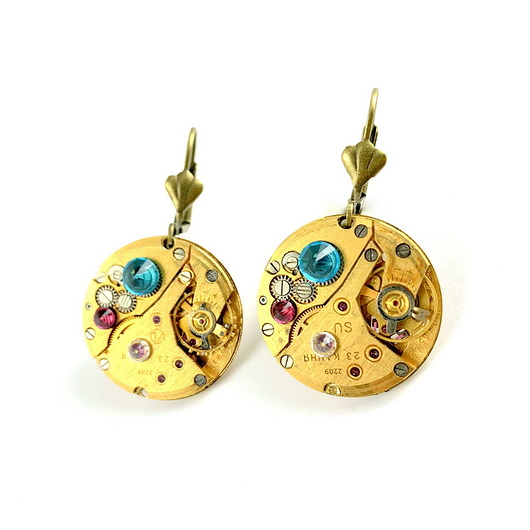 Kolczyki pozłacane - GOLDEN TREASURE - turkus