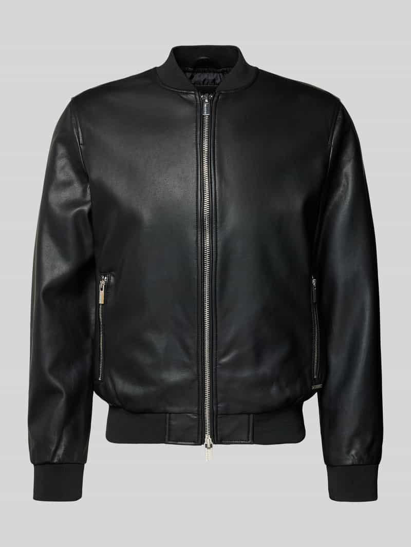 Bomberka z materiału skóropodobnego z zamkiem błyskawicznym dwustronnym