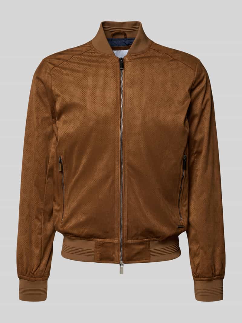 bomberka z materiału skóropodobnego z kieszeniami zapinanymi na zamek błyskawiczny