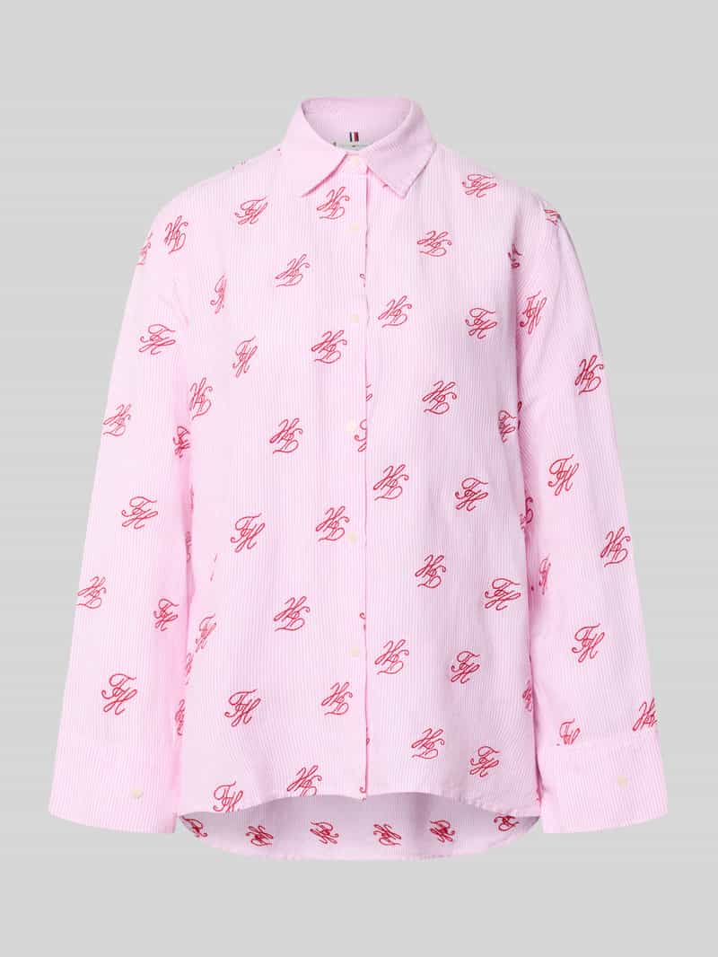 Bluzka koszulowa o kroju oversized z mieszanki lnu i wiskozy