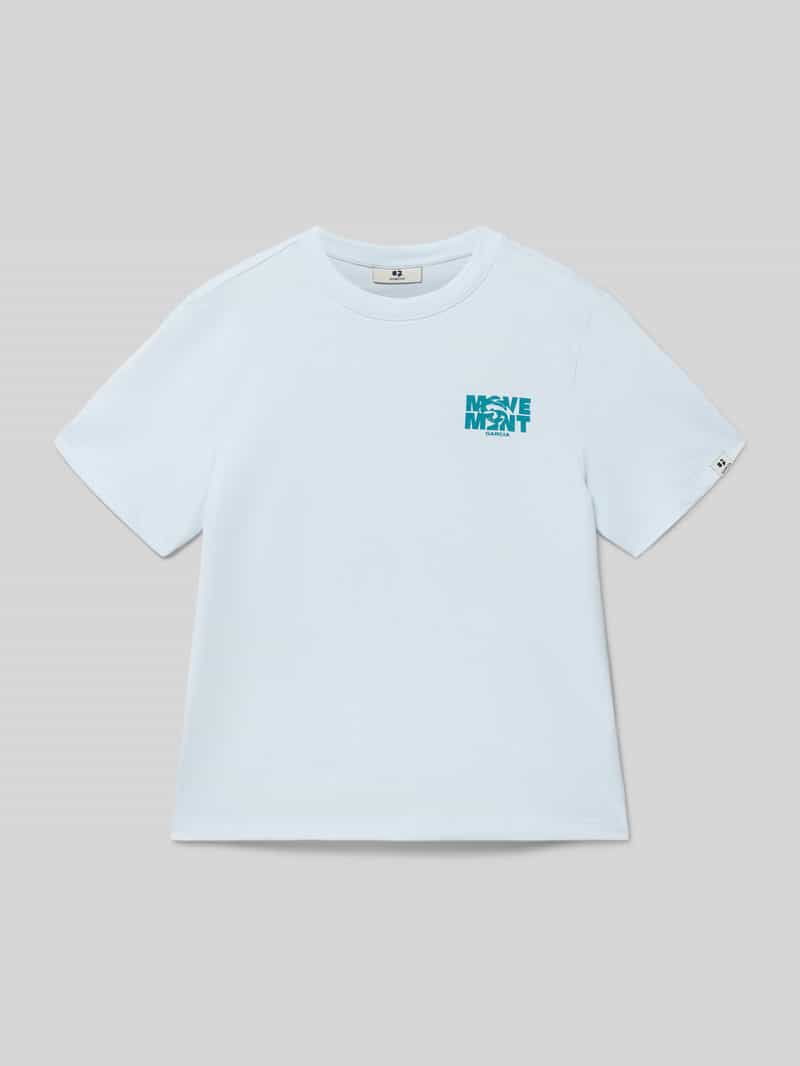 damski t-shirt o kroju regular fit z nadrukiem z napisem