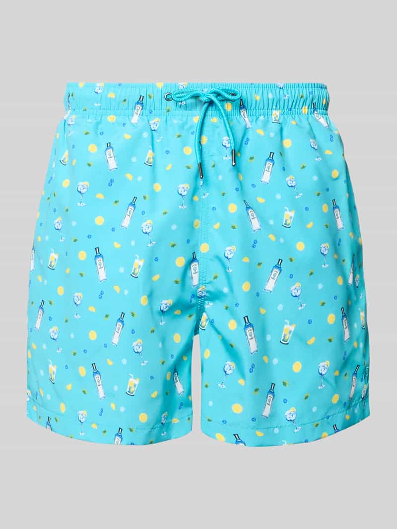 Kąpielówki w całościowym wzorze z elastycznym pasem