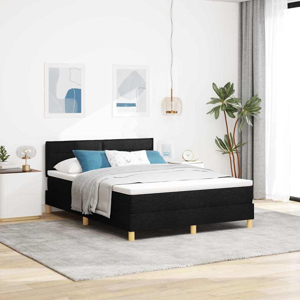 VidaXL Łóżko sprężynowe z materacem Czarny 140 x 190 cm tkanina