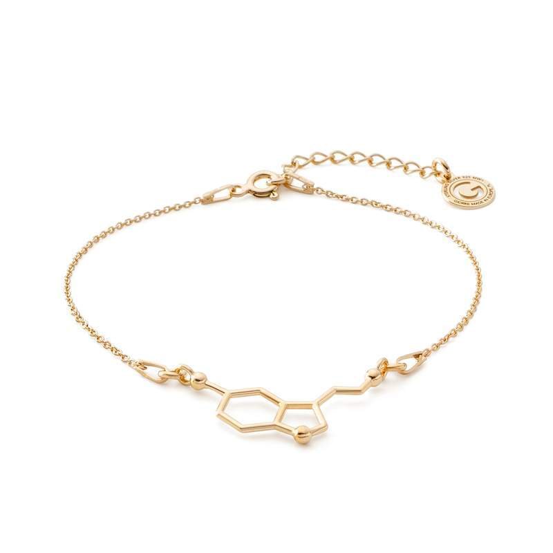 Srebrna bransoletka serotonina, wzór chemiczny, srebro 925 : Srebro - kolor pokrycia - Pokrycie żółtym 18K złotem