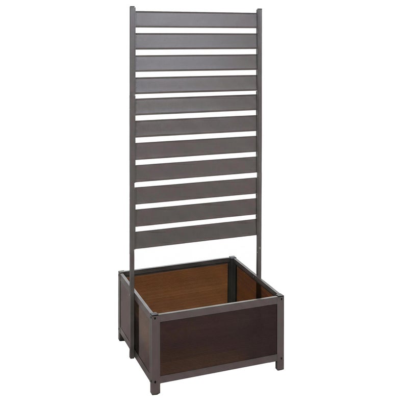 Aluminiowa donica z kratką do pnączy HWC-P97, skrzynka na kwiaty, donica z kratką, 110 x 60 x 75 cm ~ szara