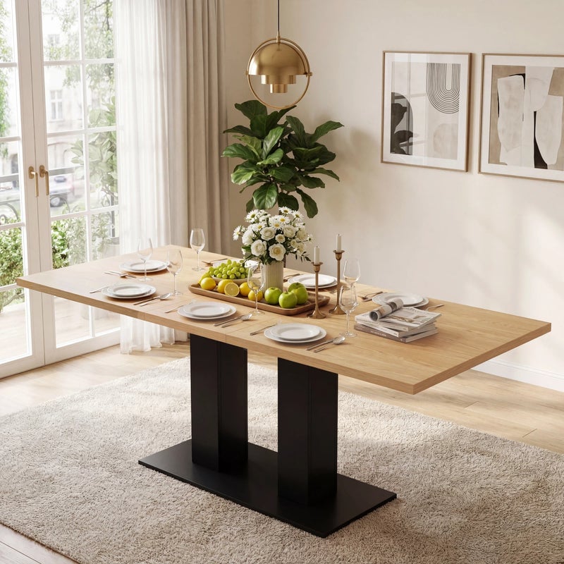 Rozkładany stół jadalny dla 6-8 osób - 140/180 x 70 x 75 cm - MDF - do kuchni lub jadalni - Naturalny