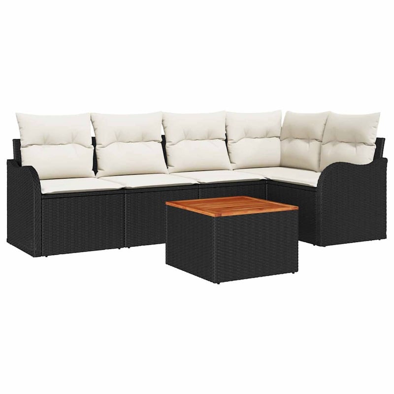 Zestaw Mebli Ogrodowych Czarny Polirattan Komplet Wypoczynkowy z Poduszkami Meble Ogrodowe Na Taras Balkon Ogród
