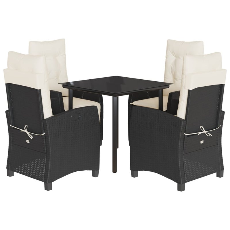 Zestaw Mebli Ogrodowych Czarny Polirattan Stół Krzesła Komplet Mebli Ogrodowych Na Taras Balkon Ogród