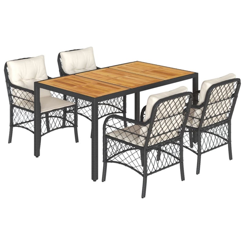 Zestaw Mebli Ogrodowych Czarny Polirattan Stół Krzesła Komplet Mebli Ogrodowych Na Taras Balkon Ogród