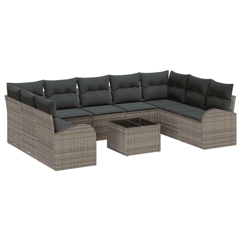 Zestaw Mebli Ogrodowych Szare z Poduszkami Komplet Wypoczynkowy Technorattan Meble Ogrodowe Na Taras Balkon Ogród