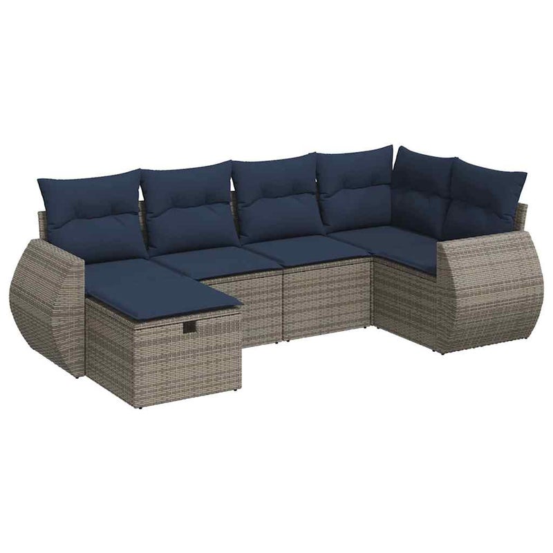 Zestaw Mebli Ogrodowych Szare z Poduszkami Komplet Wypoczynkowy Technorattan Meble Ogrodowe Na Taras Balkon Ogród