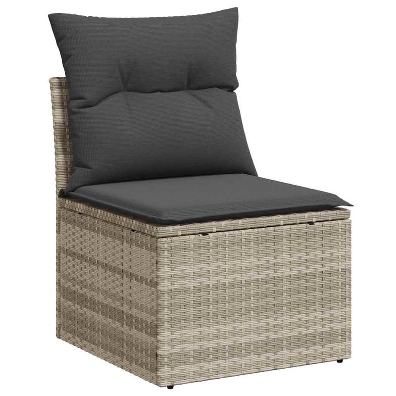 Zestaw Mebli Ogrodowych Szare z Poduszkami Komplet Wypoczynkowy Technorattan Meble Ogrodowe Na Taras Balkon Ogród