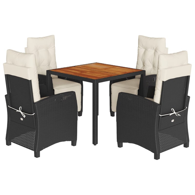 Zestaw Mebli Ogrodowych Czarny Polirattan Stół Krzesła Komplet Mebli Ogrodowych Na Taras Balkon Ogród