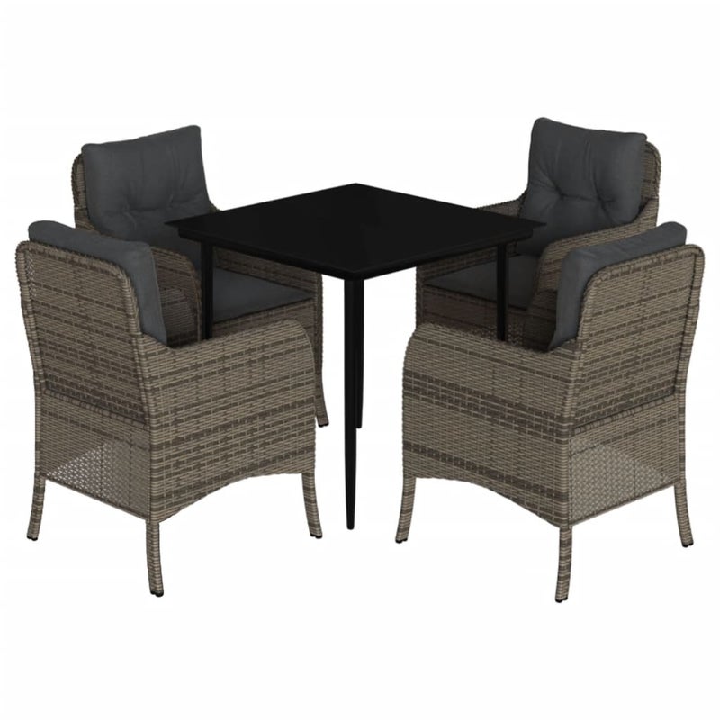 Zestaw Mebli Ogrodowych Szary Polirattan Komplet Wypoczynkowy z Poduszkami Meble Ogrodowe Na Taras Ogród Balkon