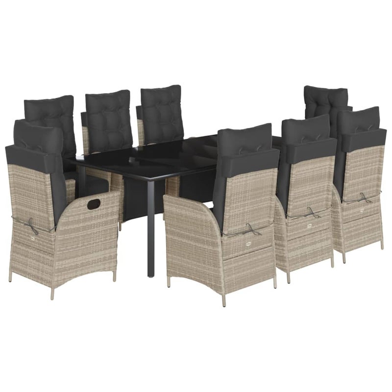 Zestaw Mebli Ogrodowych z Poduszkami Stół Krzesła Technorattan Szary Meble Ogrodowe Na Taras Balkon Ogród Do Restauracji