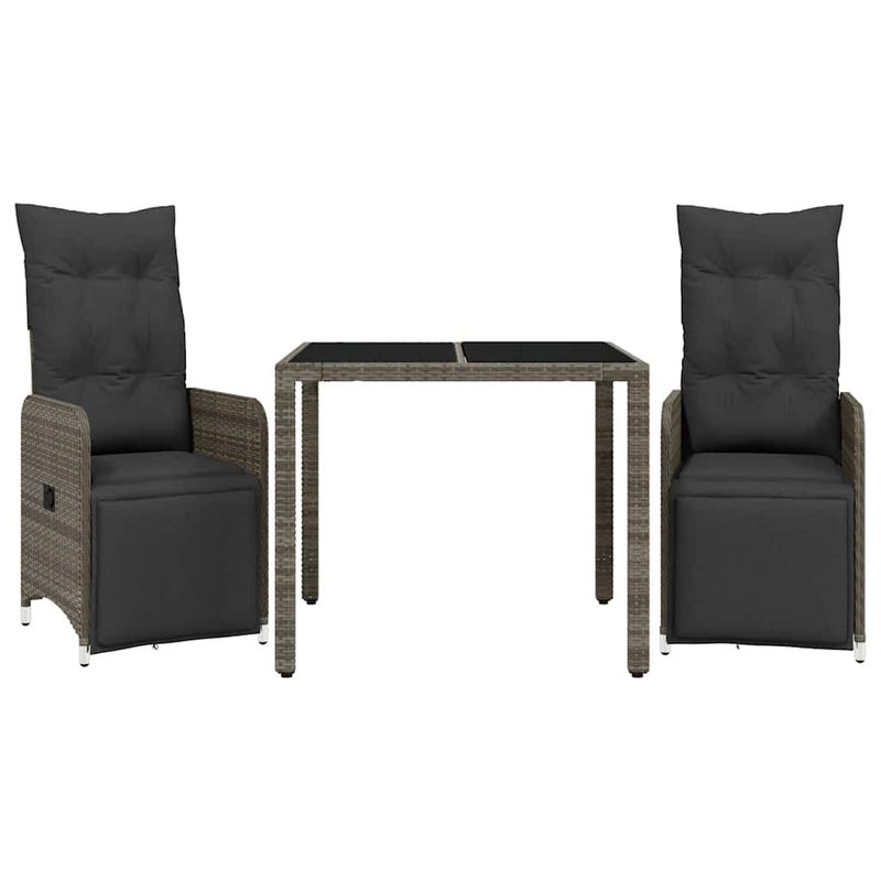 Zestaw Mebli Ogrodowych Szary Polirattan Stół Krzesła z Poduszkami Meble Ogrodowe Na Taras Ogród
