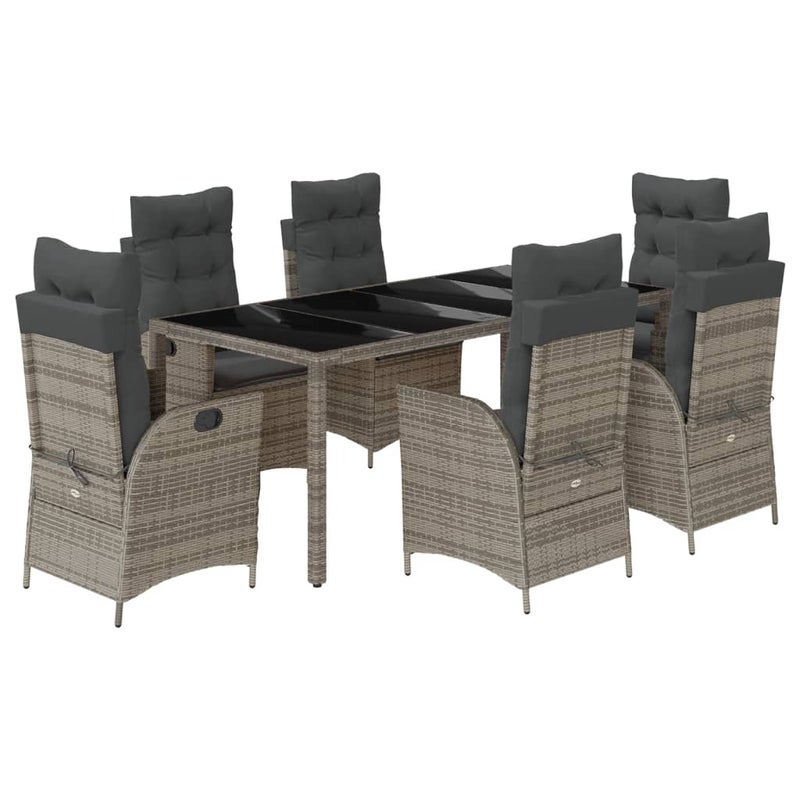Zestaw Mebli Ogrodowych z Poduszkami Stół Krzesła Technorattan Szary Meble Ogrodowe Na Taras Balkon Ogród Do Restauracji