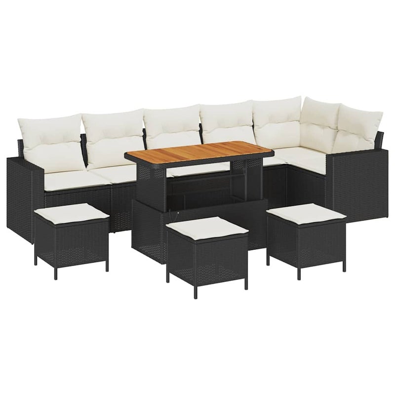 Zestaw Mebli Ogrodowych Czarny Polirattan Komplet Wypoczynkowy Meble Ogrodowe Na Taras Balkon Ogród