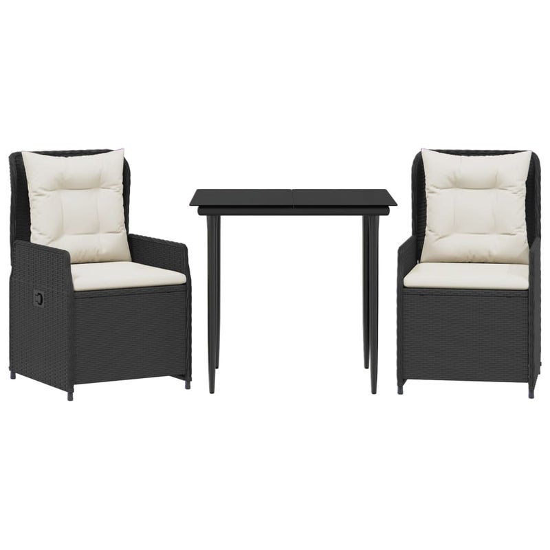 Zestaw Mebli Ogrodowych Czarny Polirattan Komplet Kawowy Stolik Krzesła Na Taras Balkon Ogród Do Restauracji