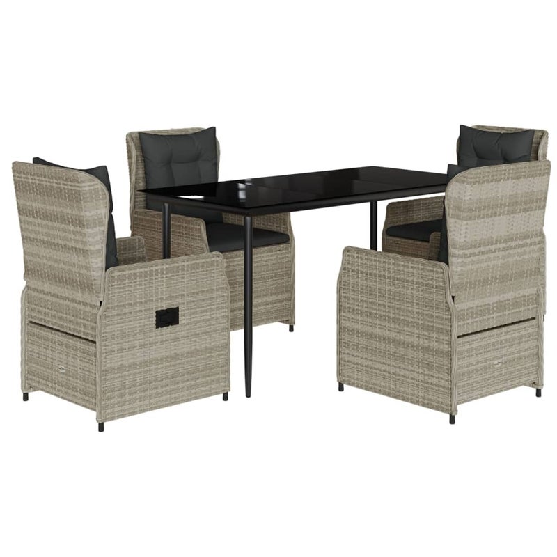 Zestaw Mebli Ogrodowych Szary Polirattan Stół Krzesła z Poduszkami Meble Ogrodowe Na Taras Ogród