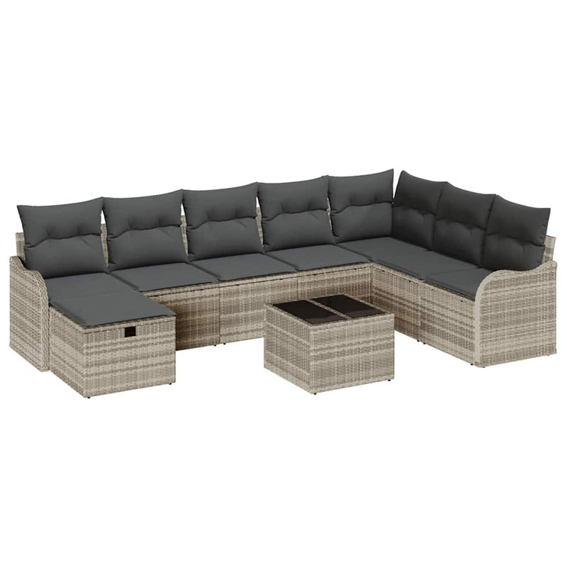 Zestaw Mebli Ogrodowych Szare z Poduszkami Komplet Wypoczynkowy Technorattan Meble Ogrodowe Na Taras Balkon Ogród