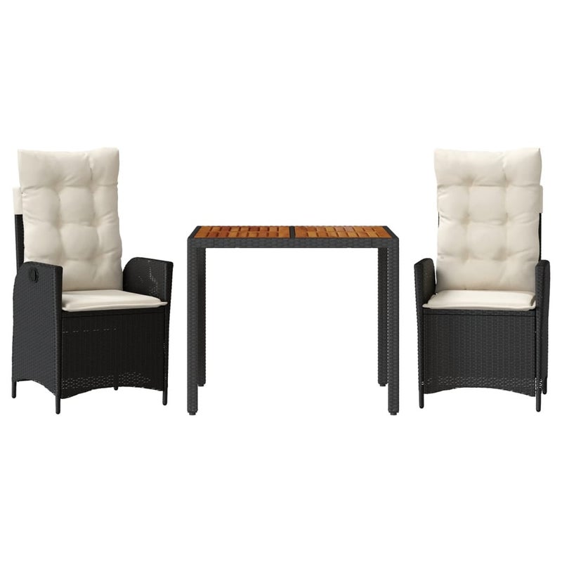 Zestaw Mebli Ogrodowych Czarny Polirattan Komplet Kawowy Stolik Krzesła Na Taras Balkon Ogród Do Restauracji