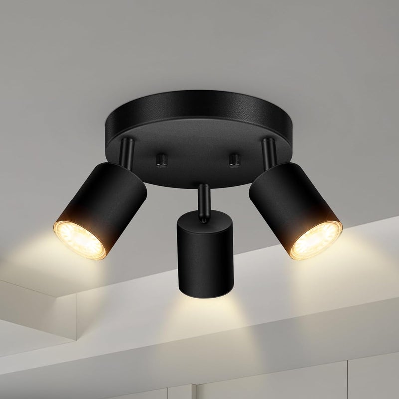 Trzypunktowa lampa sufitowa, wpuszczana w ścianę lampa GU10, regulowany, nowoczesny reflektor LED, odpowiednia do salonu, żarówka nie jest dołączona.