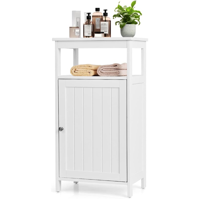 Szafka Łazienkowa, Półka z Otwartą Przegrodą i Regałem, 2 Półki Wewnętrzne o Regulowanej Wysokości, Szafka Podwyższona 45 x 30 x 84 cm