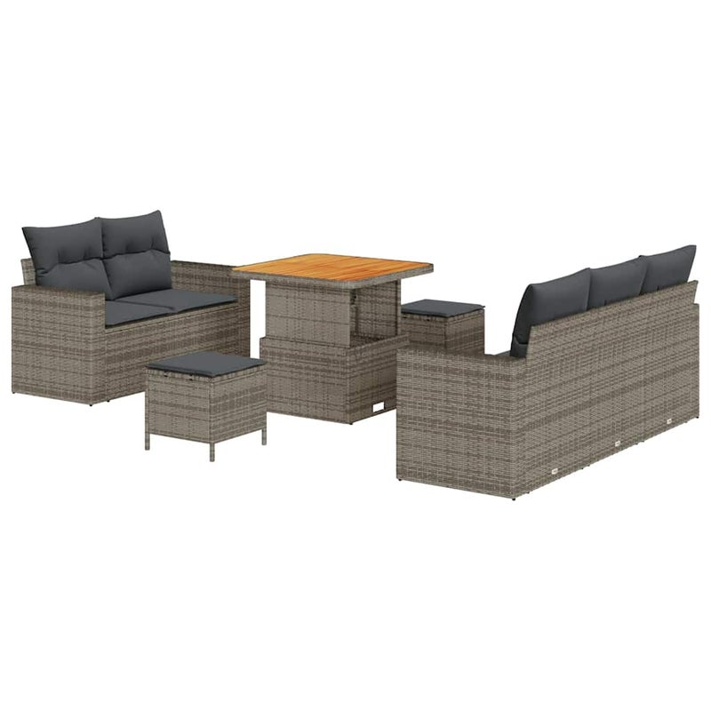 Zestaw Mebli Ogrodowych Szare z Poduszkami Komplet Wypoczynkowy Technorattan Meble Ogrodowe Na Taras Balkon Ogród