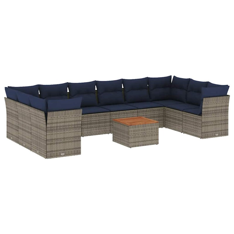 Zestaw Mebli Ogrodowych Szare z Poduszkami Komplet Wypoczynkowy Technorattan Meble Ogrodowe Na Taras Balkon Ogród