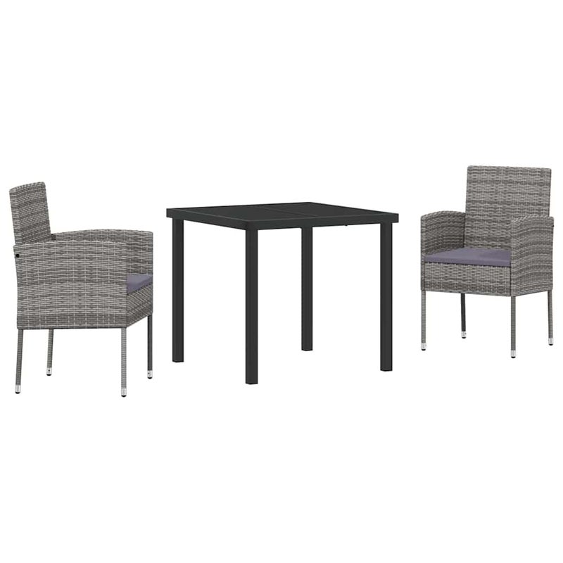 Zestaw Mebli Ogrodowych Szary Polirattan Stół Krzesła z Poduszkami Meble Ogrodowe Na Taras Ogród