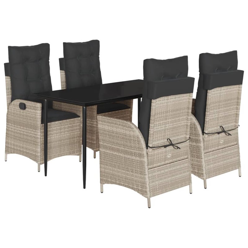 Zestaw Mebli Ogrodowych Szary Polirattan Stół Krzesła z Poduszkami Meble Ogrodowe Na Taras Ogród