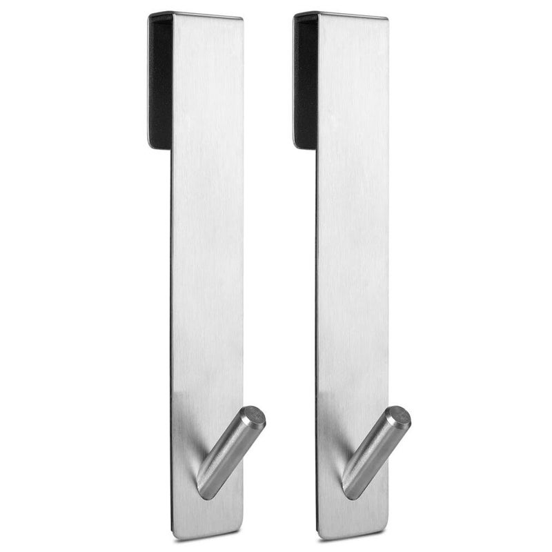 Przedłużone haki drzwiowe (18 cm) do bezramowych szklanych drzwi prysznicowych, wieszaki na ręczniki, zestaw 2 szt., srebrne