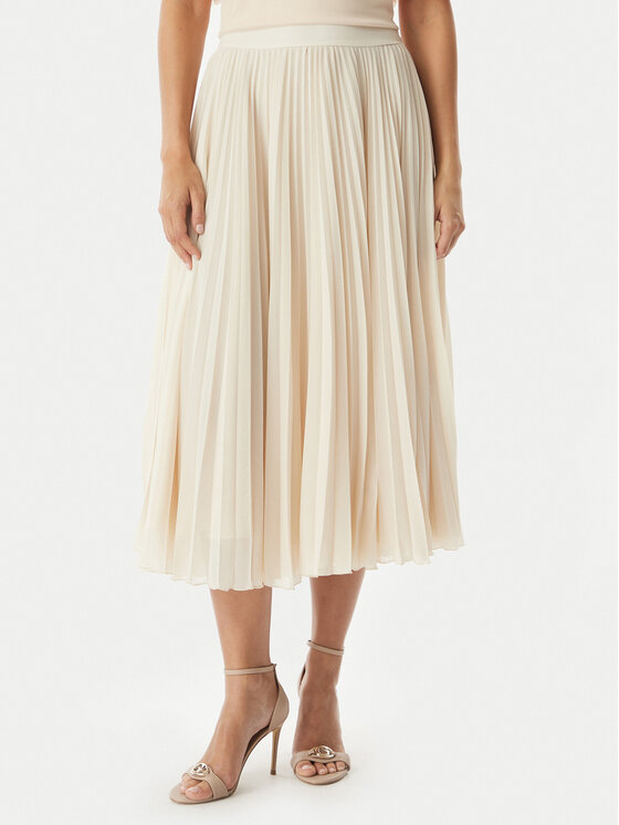 Rinascimento Spódnica plisowana CFC0128147003 Beżowy jasny Regular Fit