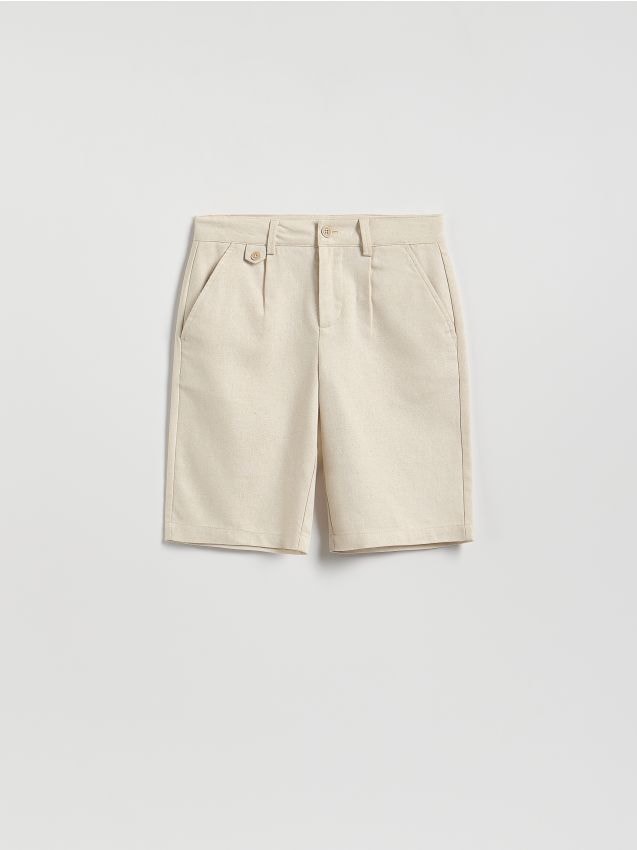 Reserved - Szorty z dodatkiem lnu - beżowy