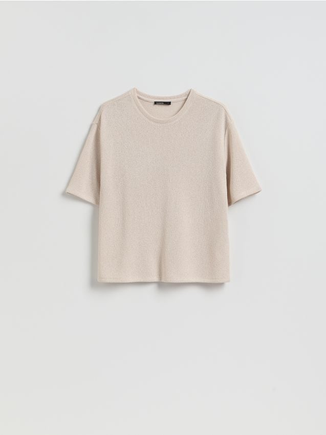 Reserved - T-shirt z wiskozą - beżowy