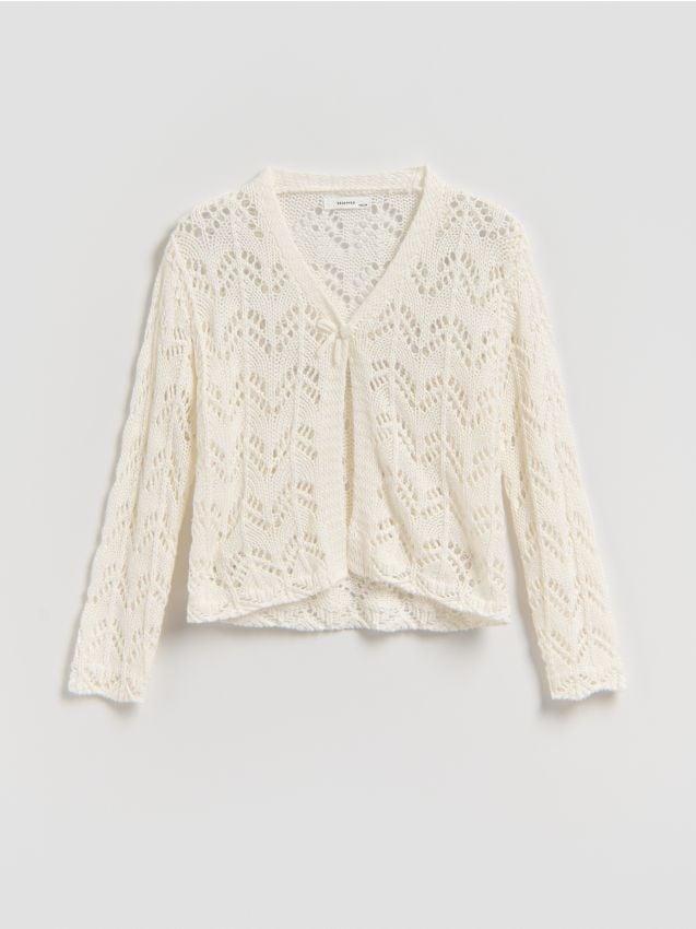 Reserved - Dzianinowy kardigan - złamana biel