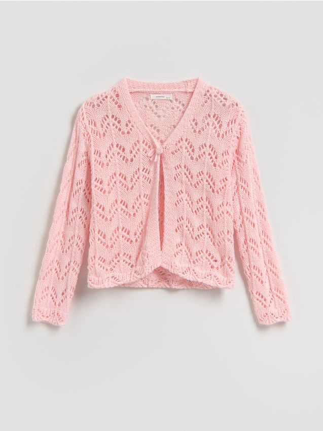 Reserved - Dzianinowy kardigan - pastelowy róż