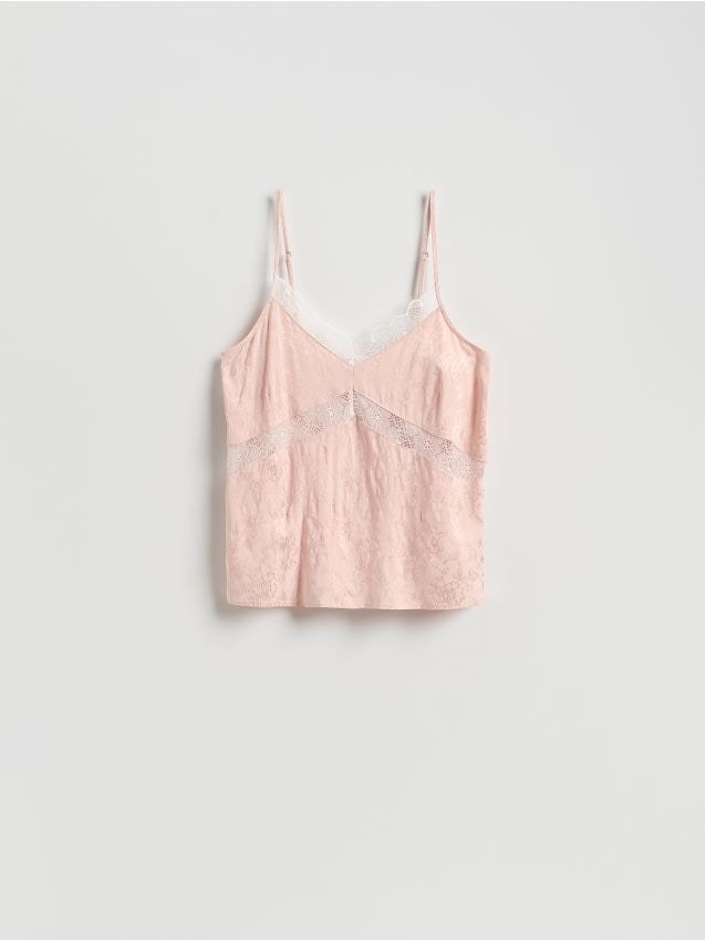 Reserved - Top z koronką - pastelowy róż