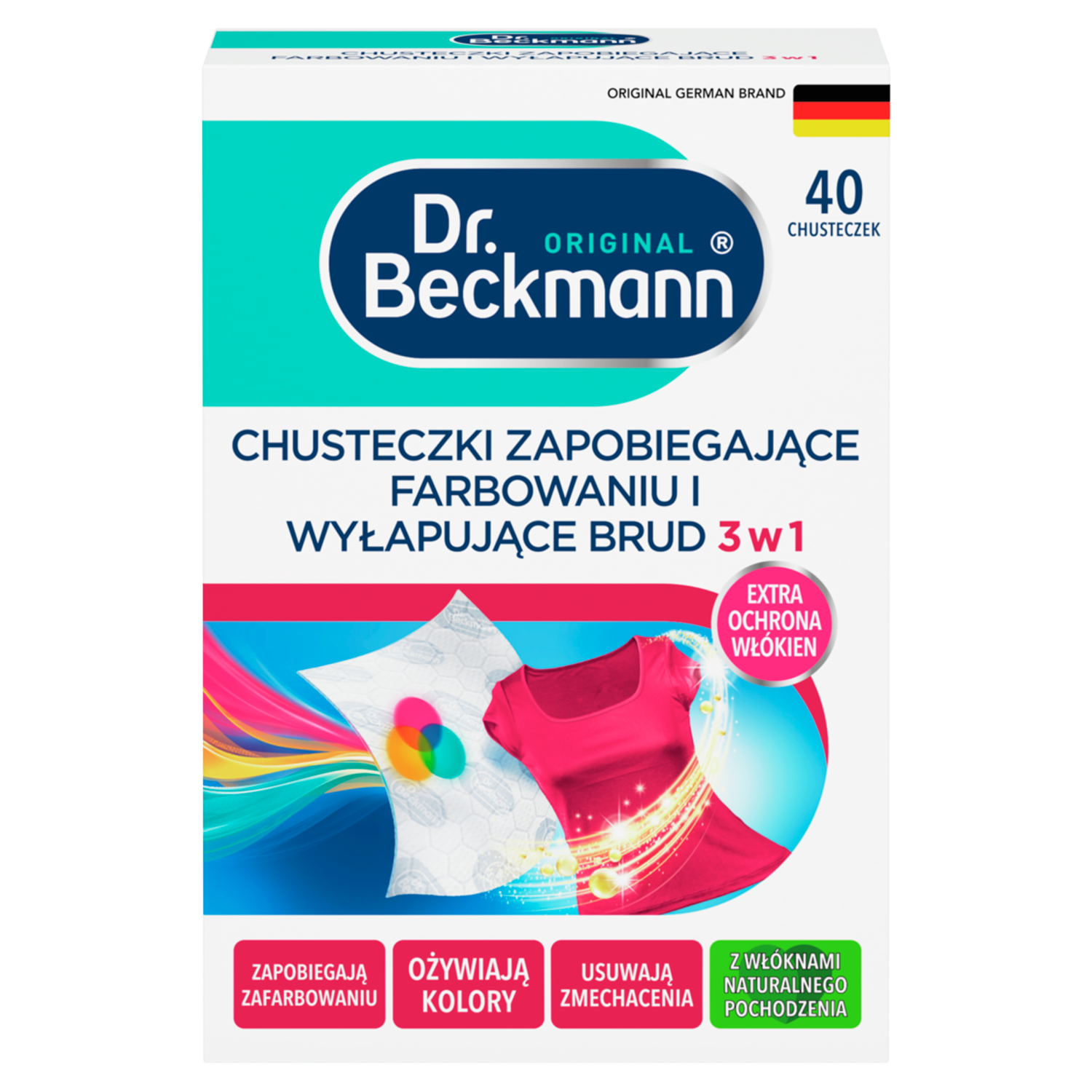 Dr Beckmann, chusteczki wyłapujące kolor i wspomagające usuwanie brudu, 40 sztuk