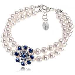 Kryształy Perły Piękna Bransoletka Sapphire Flow Srebro