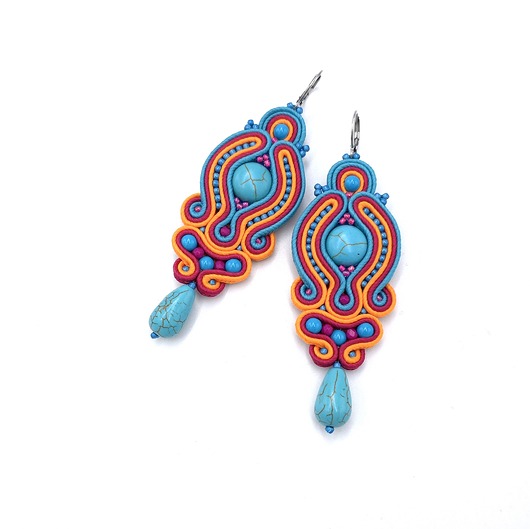 Kolczyki sutasz kolorowe z howlitami energetyczne wiosenne Zoya