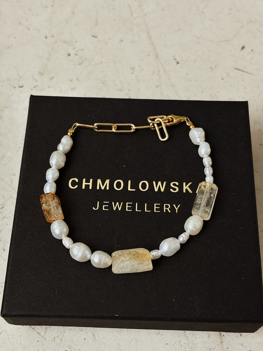 Bransoletka Perły naturalne i Cytryn