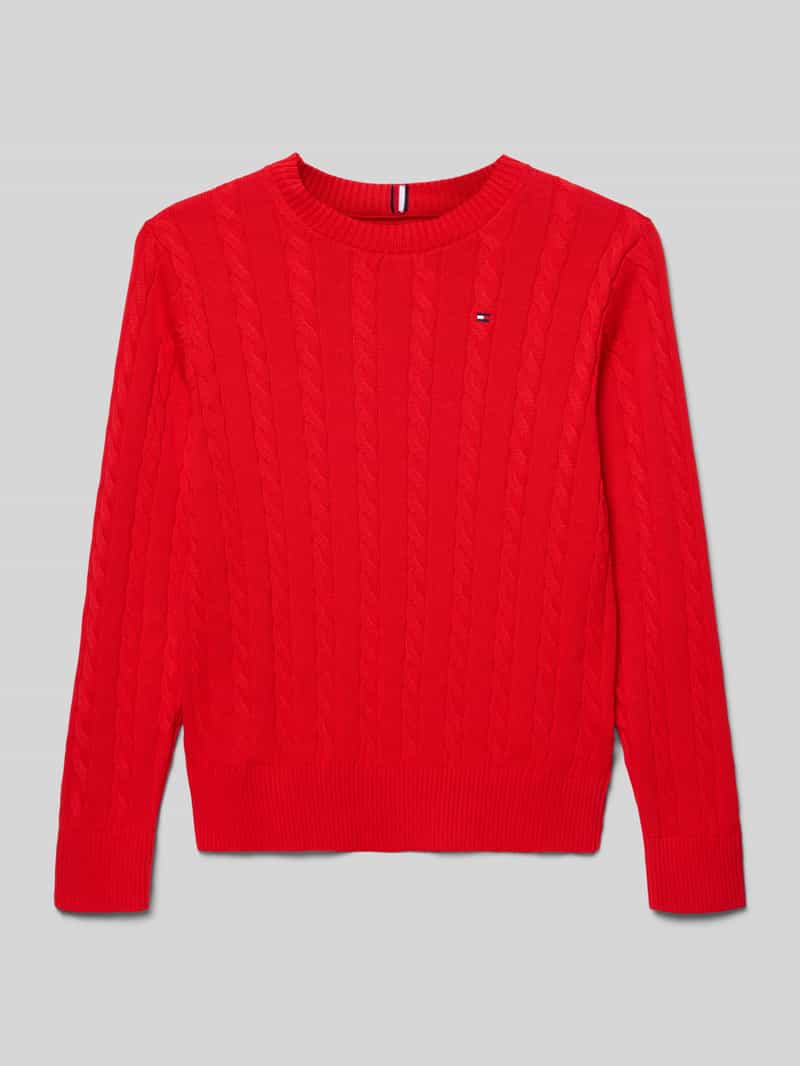 sweter o kroju regular fit ze ściegiem warkoczowym